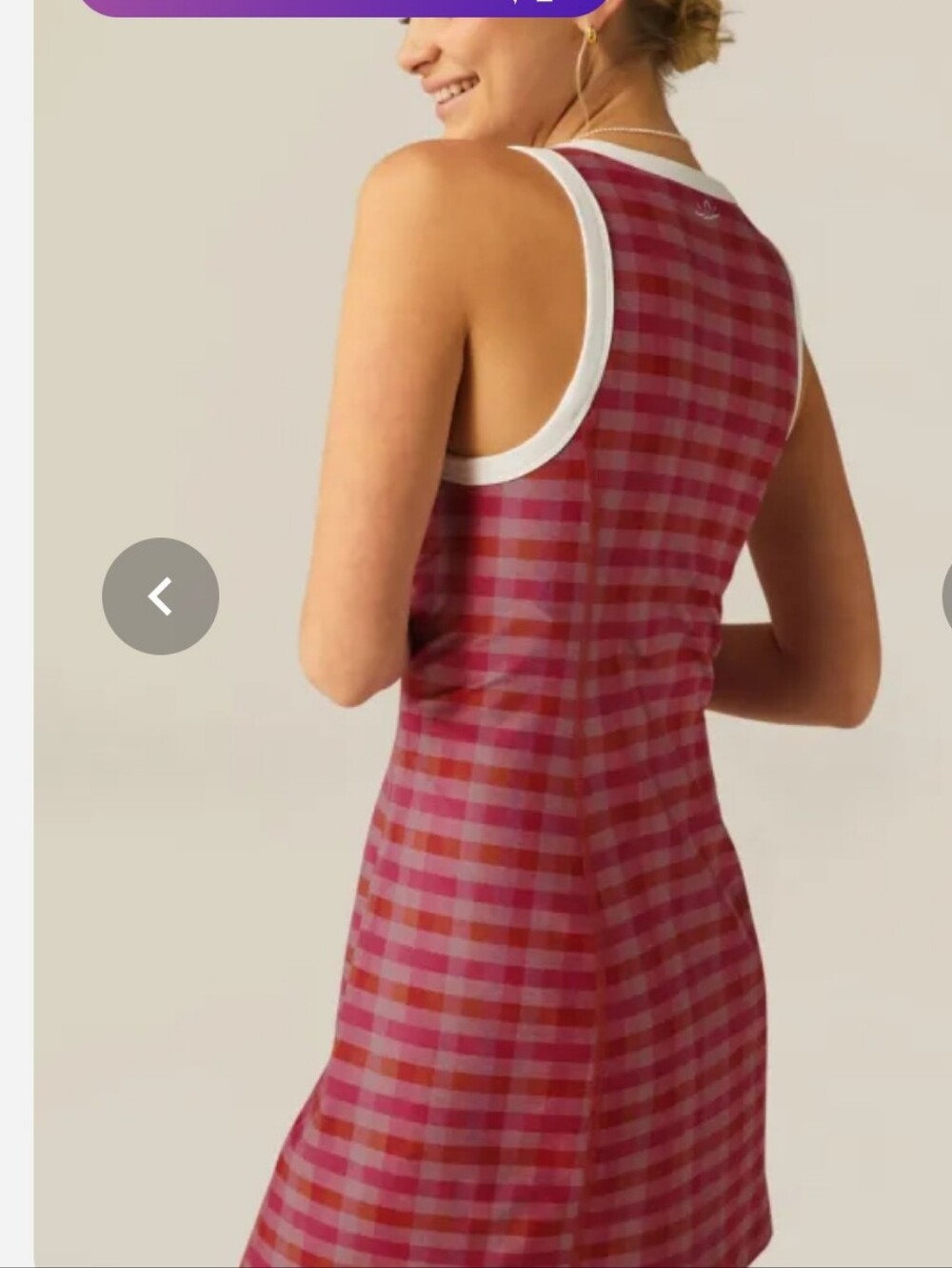 Beyond Yoga Dress Women's Medium Pink Gingham Plaid SoftMark Outlines Athletic - Picture 3 of 11